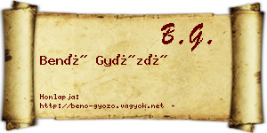 Benő Győző névjegykártya